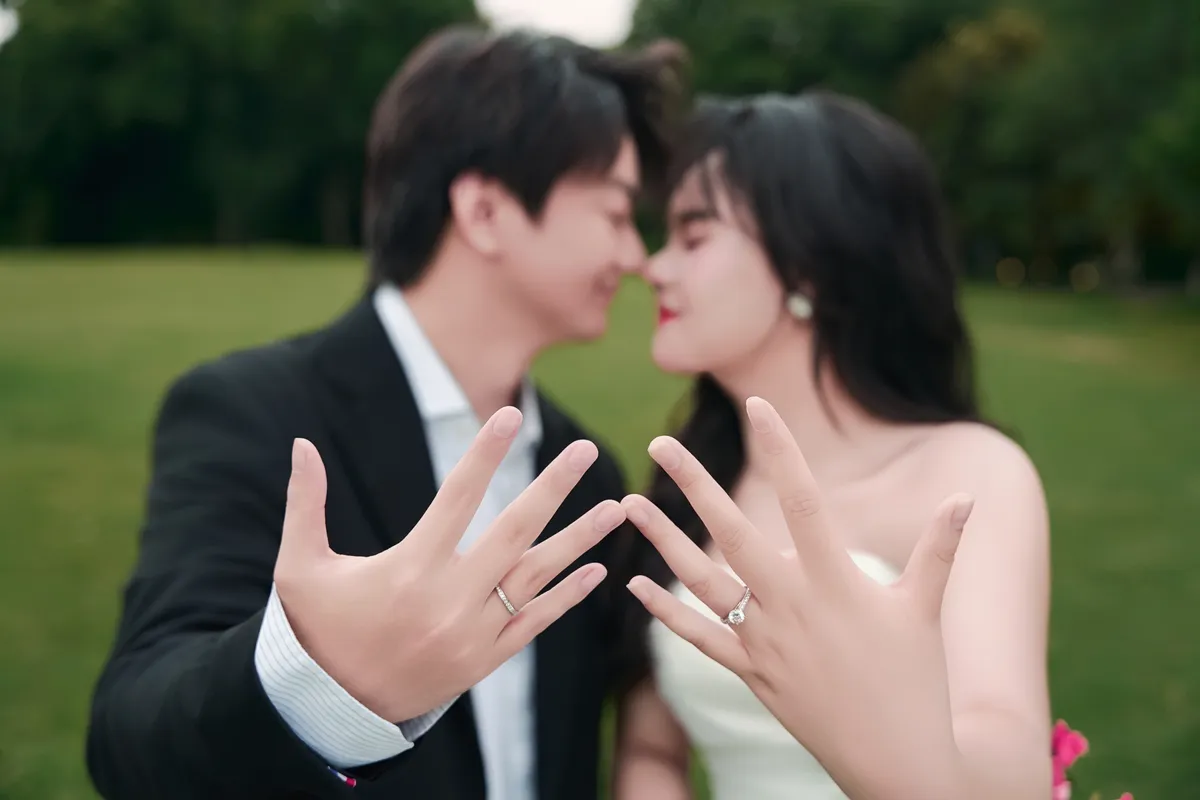 刘杰与汪禧的婚戒特写